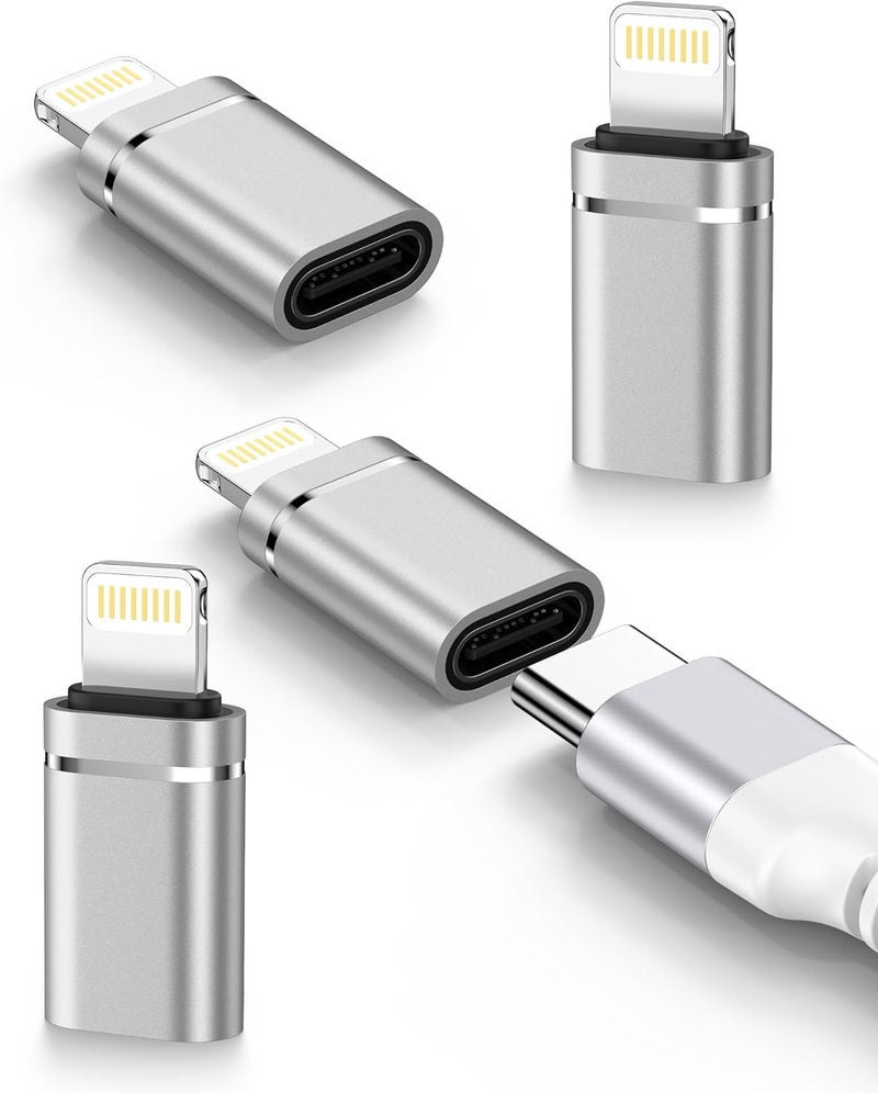 Haoano محول USB C إلى Lightning 4 حزمة، محول أنثوي Type-C إلى ذكر iPhone، دنجلة شاحن USBC إلى iPhone لأبل 14 برو ماكس 13 12 11 XS XR 8 بلس، آيباد/آيبود/ايربودز - للشحن فقط، غير مخصص للصوت/OTG - Image 1